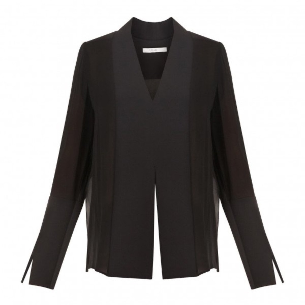Dion Lee Navy & Black V-Neck Blouse